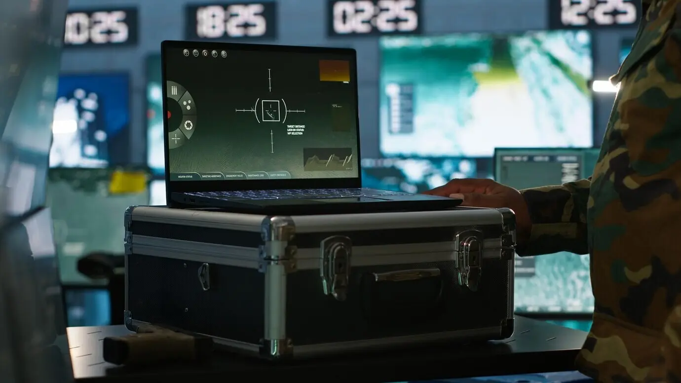 Офицер ВВС осуществляет наблюдение на тактическом уровне в командной комнате.